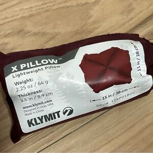 Klymit X Pillow - Lightweight Burgundy Travel Pillow - NWT